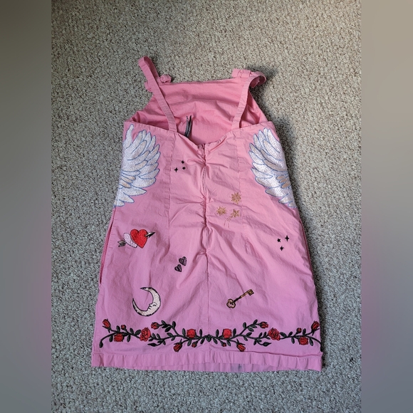 Anthropologie Embroidered Mini Cotton Dress.  Swans On The Front - Picture 8 of 13